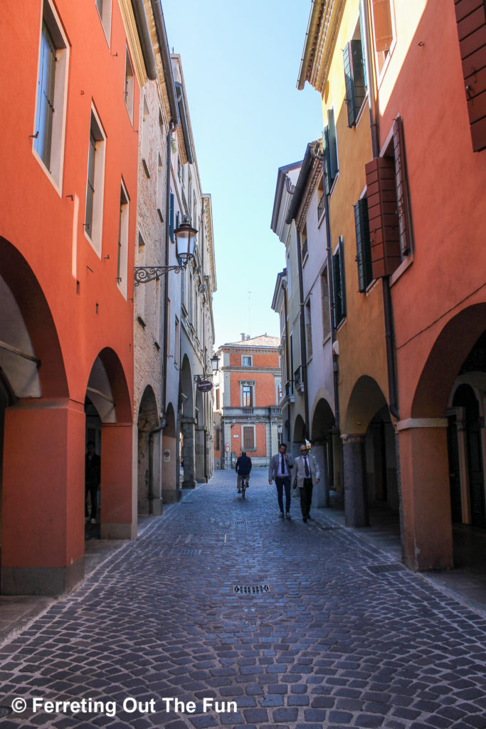 Strolling down a colorful alley in Padua, Italy