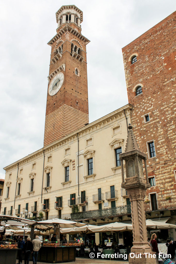 Torre dei Lamberti, a medieval bell tower in Verona, Italy.
