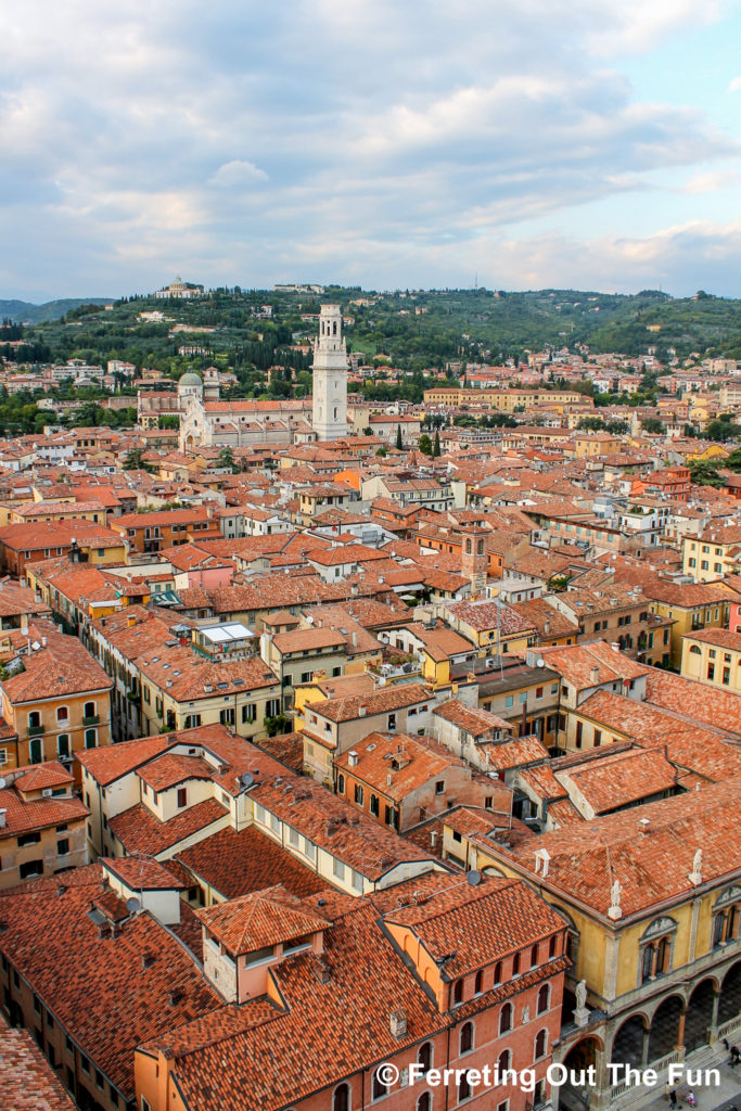 Watching the sunset over the rooftops of Verona, Italy.