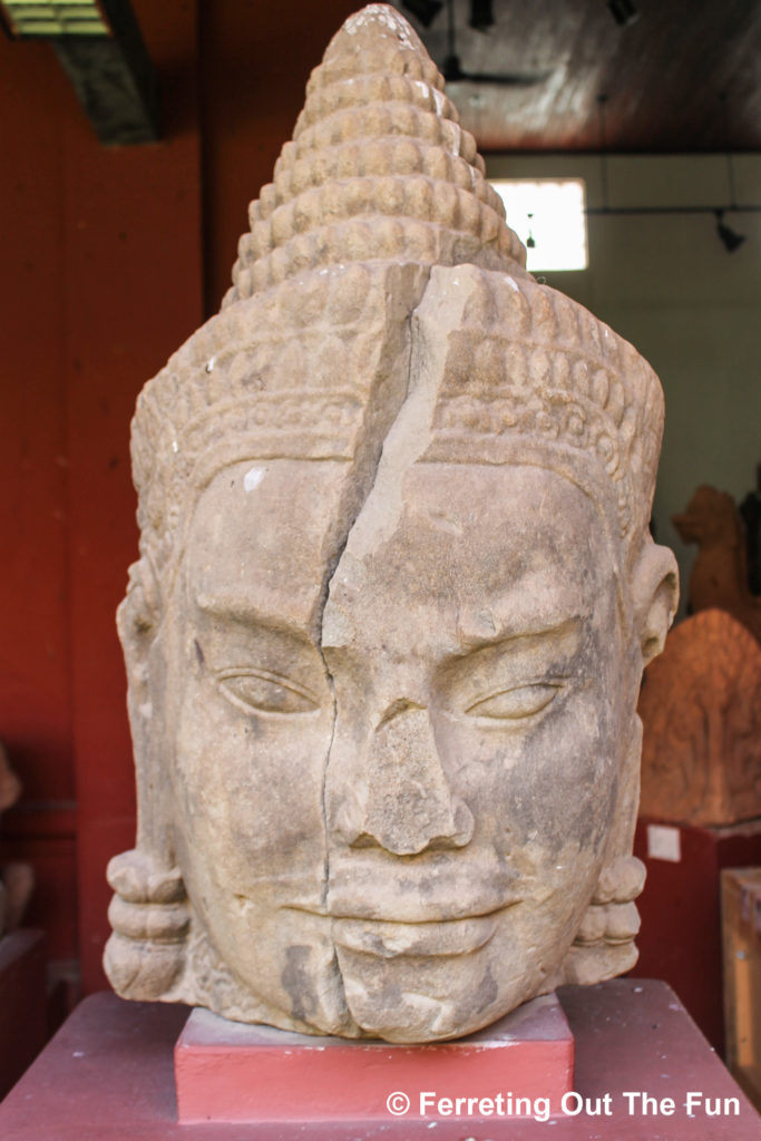 Head of a Khmer statue at the Cambodian National Museum