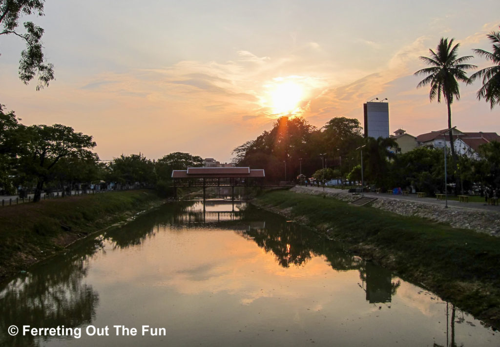 siem reap river sunset