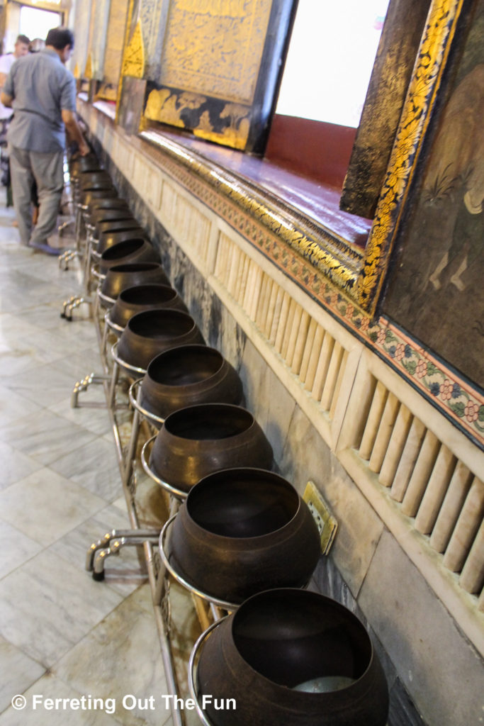 Alms bowls in Wat Pho Bangkok