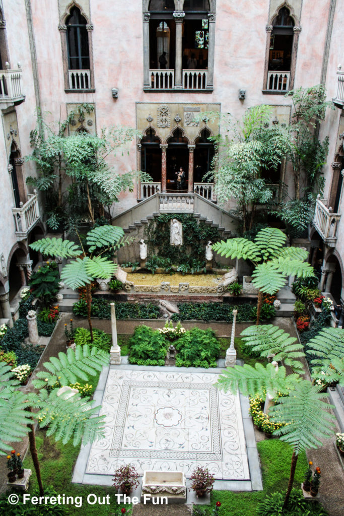 The beautiful courtyard garden of the Isabella Stewart Gardner Museum in Boston. The building was designed after a Venetian palace.