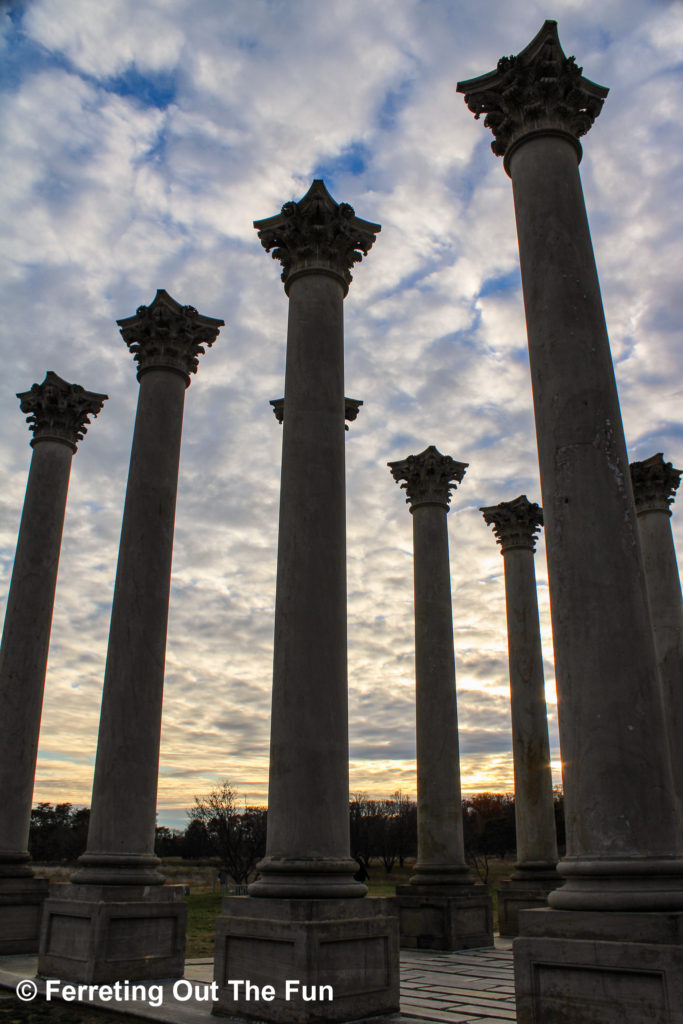 Watching the sunset through the National Capital Columns at the U.S. National Arboretum in Washington DC