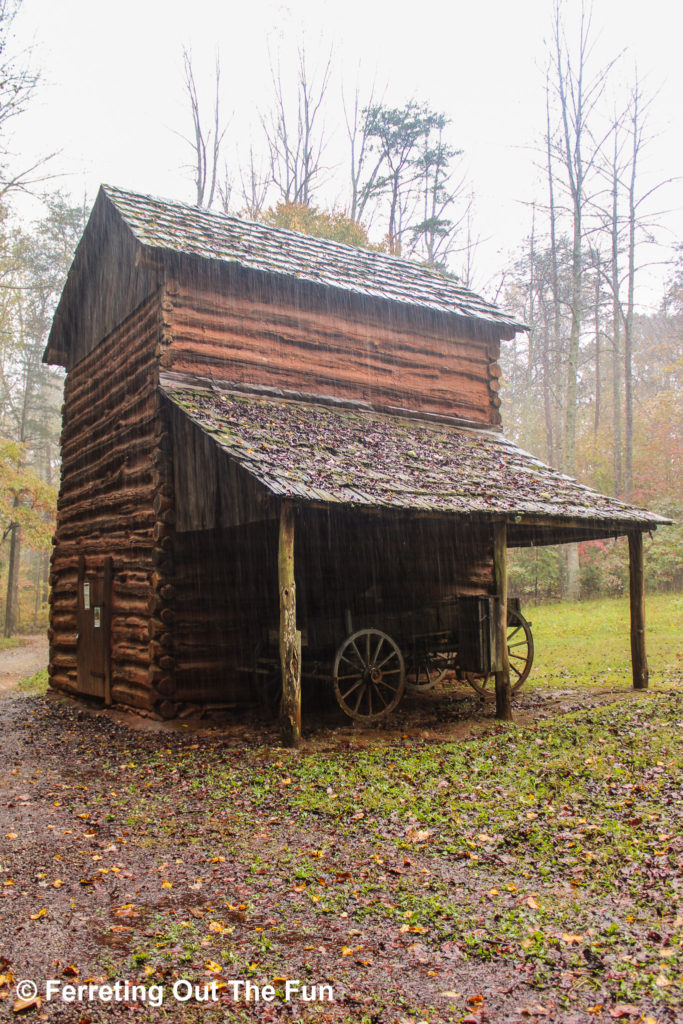 Tobacco barn on the former plantation where Booker T. Washington was enslaved. It is part of the Booker T Washington National Monument in Virginia.