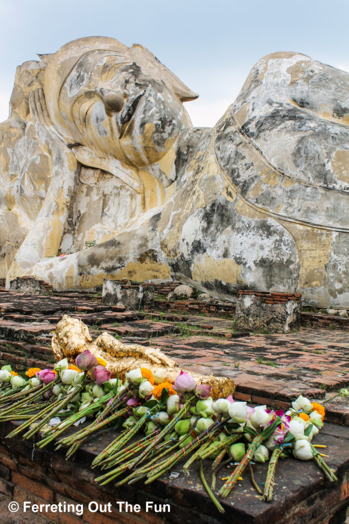 Reclining Buddha of Wat Lokaya Sutha in Ayutthaya, Thailand