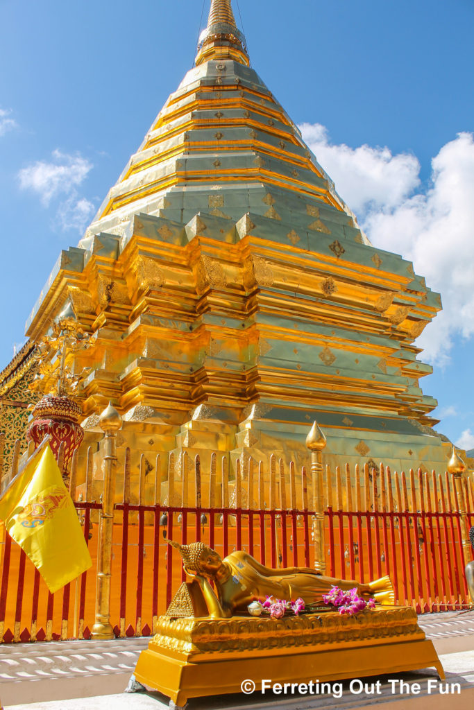 The golden chedi of Wat Doi Suthep, a must-see temple in Chiang Mai, Thailand