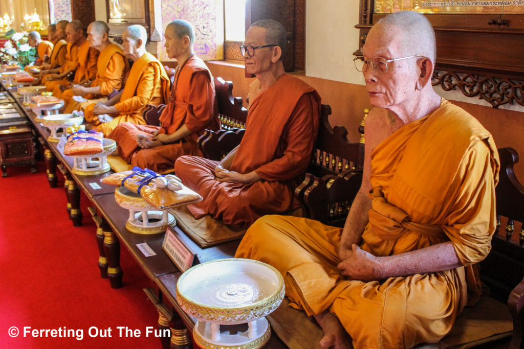 Wax monks in Chiang Mai Thailand