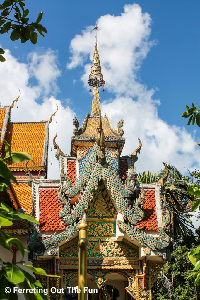 A decorative Lanna-style building on the grounds of Wat Doi Suthep in Chiang Mai