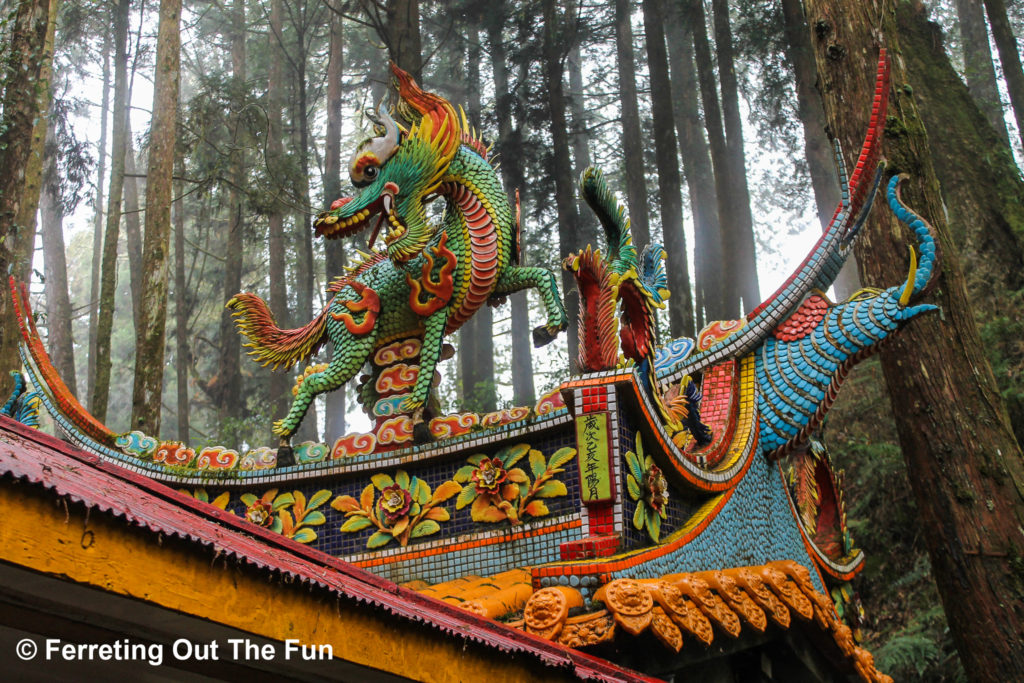 colorful mountainside temple in Taiwan