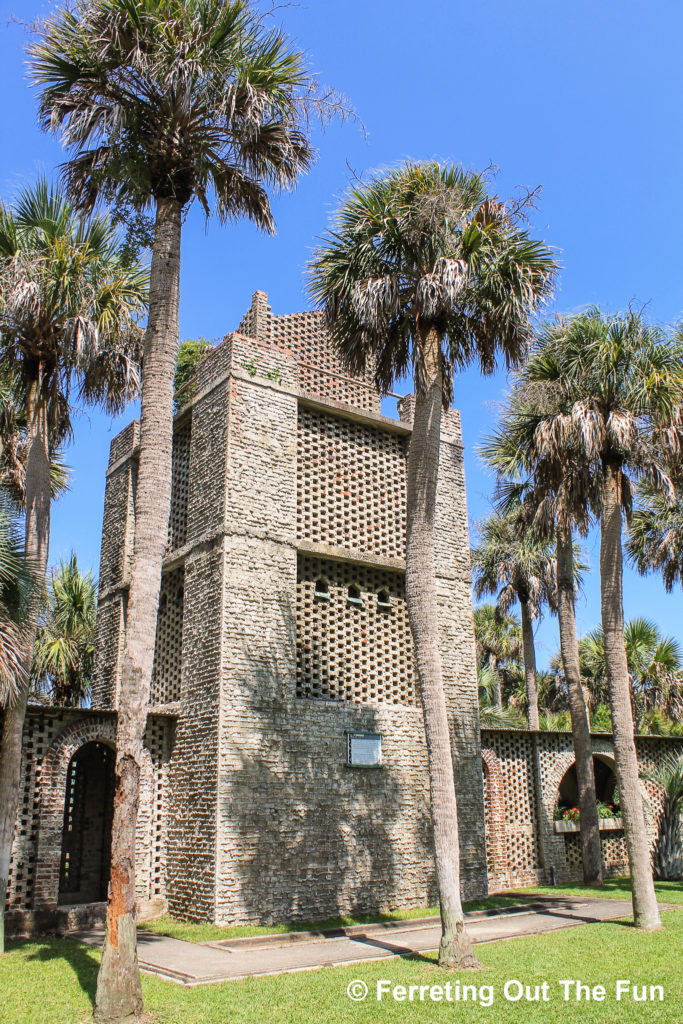 This brick water tower is the central feature of Atalaya Castle in South Carolina, home of Archer and Anna Hyatt Huntington