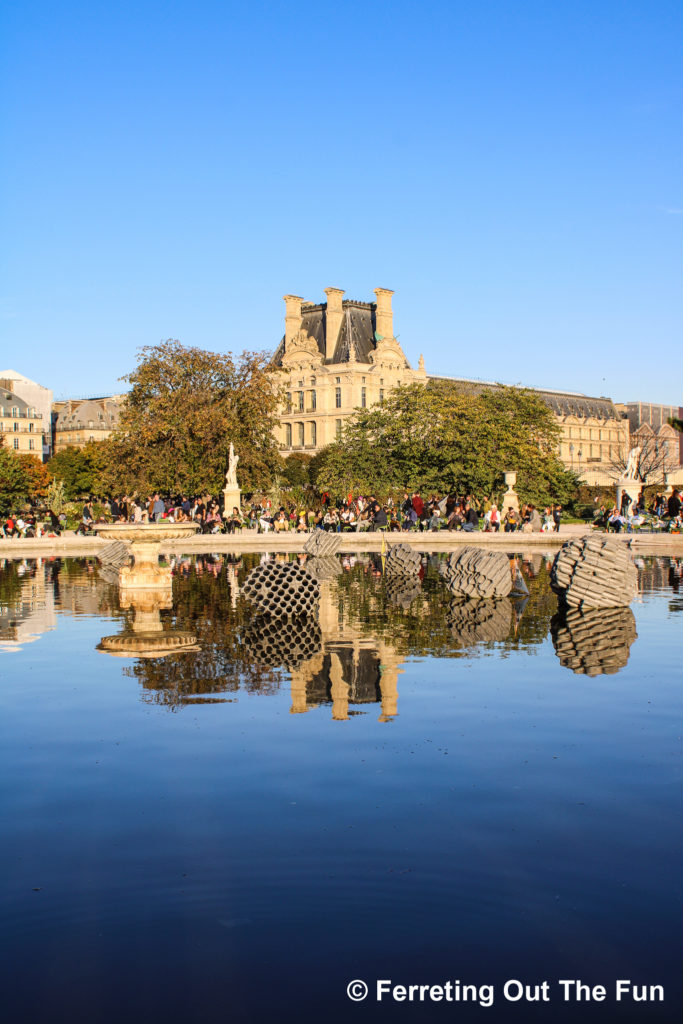 Sculptures and reflecting pond in the Tuileries Garden, Paris
