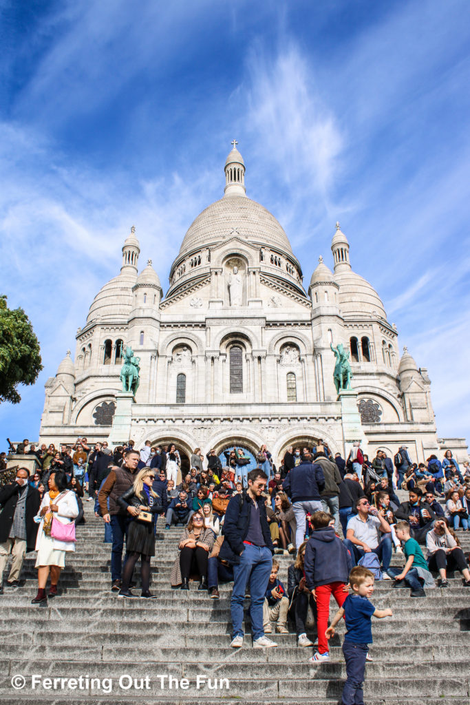 The steps below the Sacre Coeur Basilica are one of the most popular meeting points in Paris