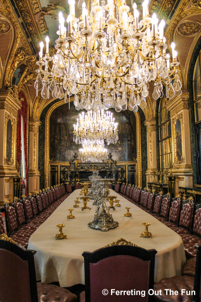 The grand dining room of Napoleon's Apartments inside the Louvre, Paris