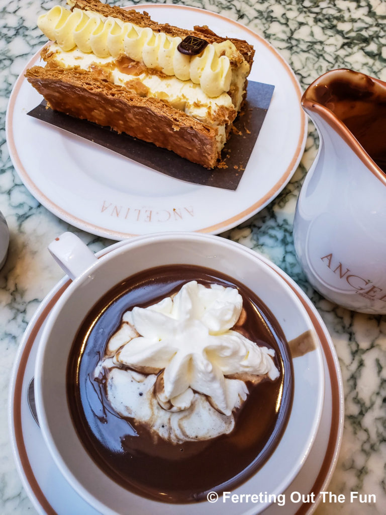 Angelina Paris hot chocolate and French pastries