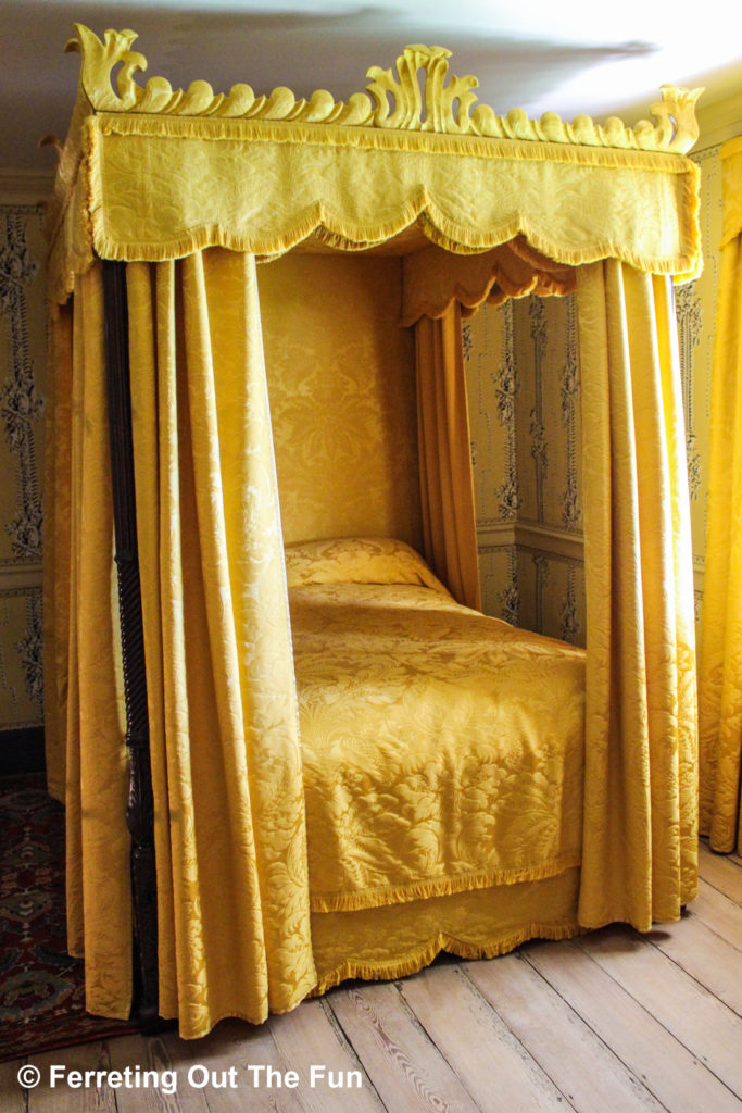 This bold canary yellow bedroom was one of the most popular guest rooms at George Washington's Mount Vernon, home of America's first president.