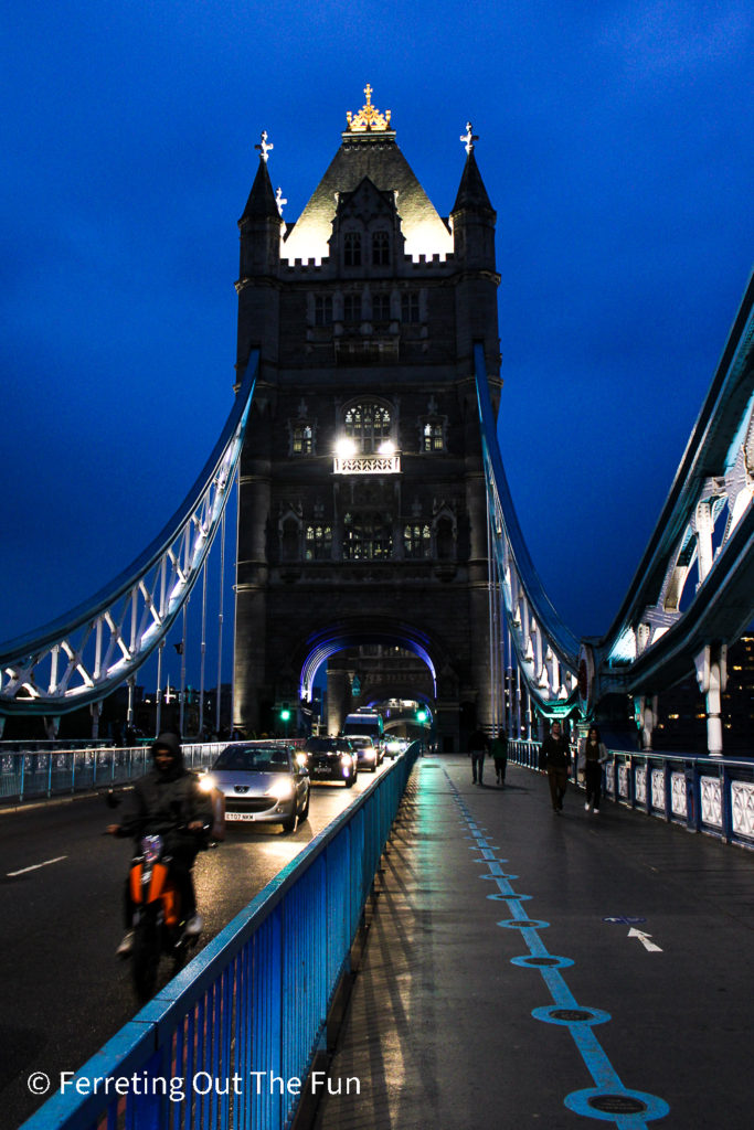 A night walk across Tower Bridge London