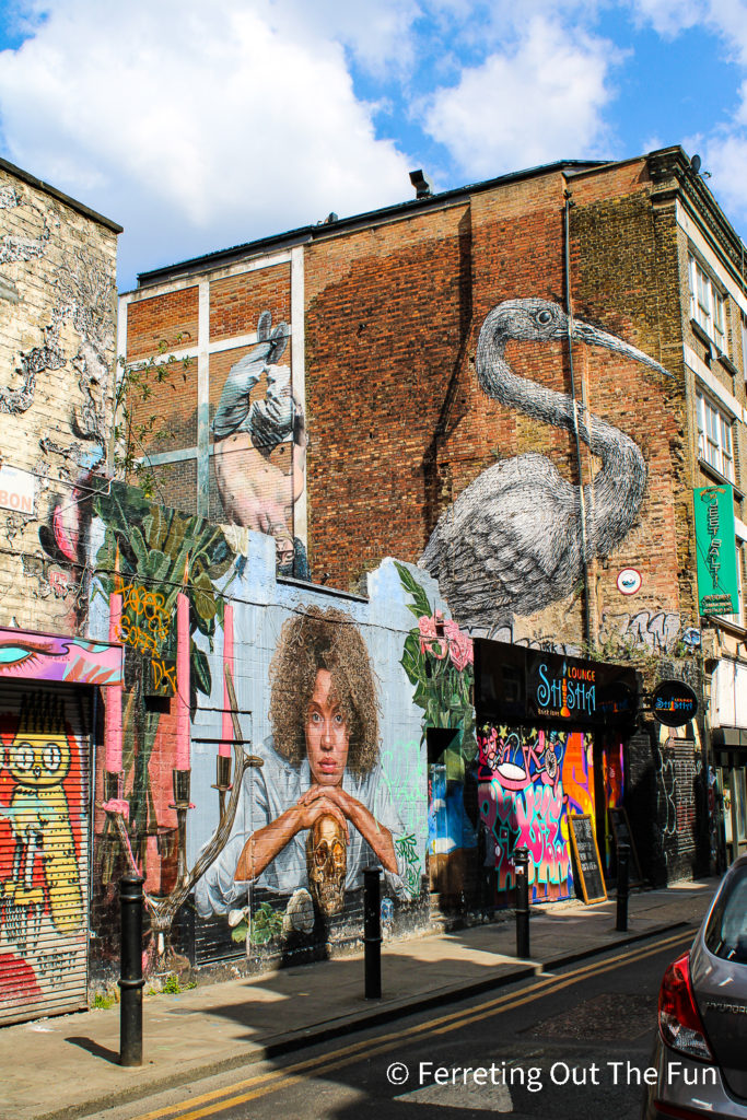Street art and graffiti around Brick Lane in Spitalfields, London