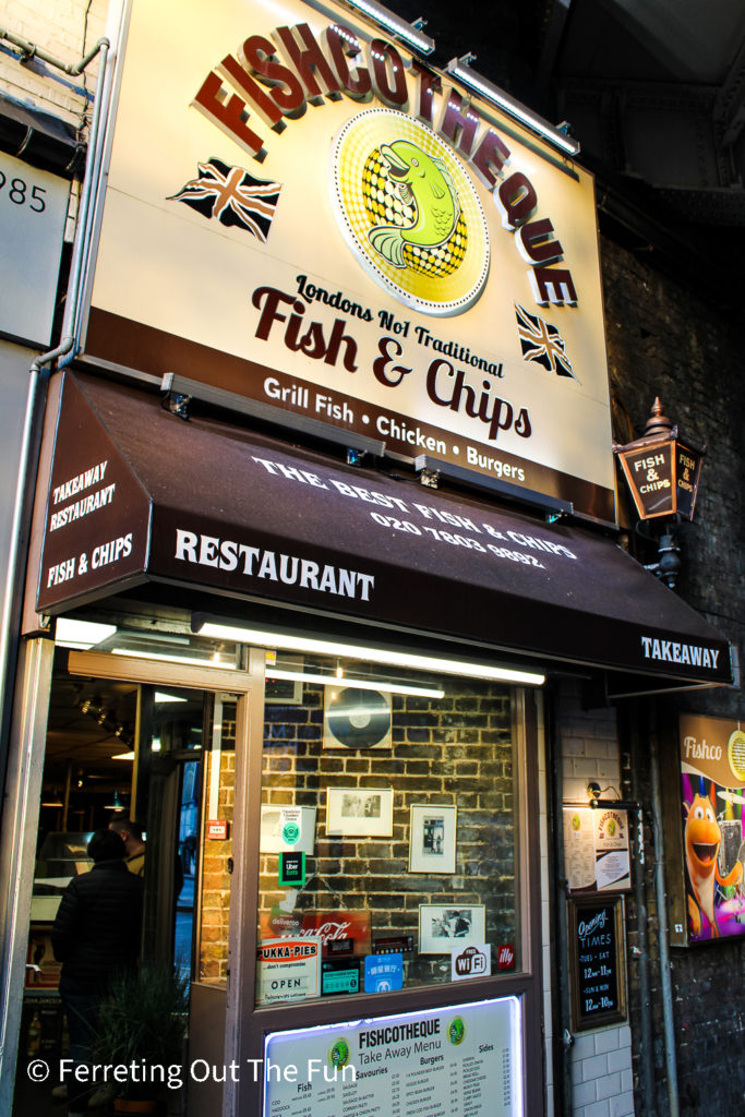 Fishcotheque fish and chips shop in Southwark, London