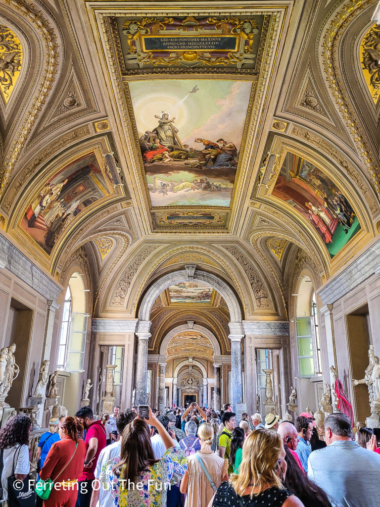 Crowds inside the Roman Gallery of the Vatican Museums