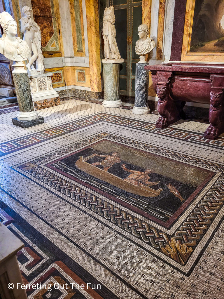 Roman sculptures and mosaics at the Borghese Gallery and Museum, Rome