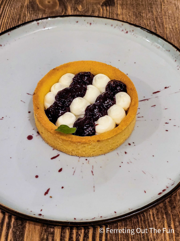 Sheep's milk ricotta and cherry tart from La Ciambella, one of the best restaurants in Rome