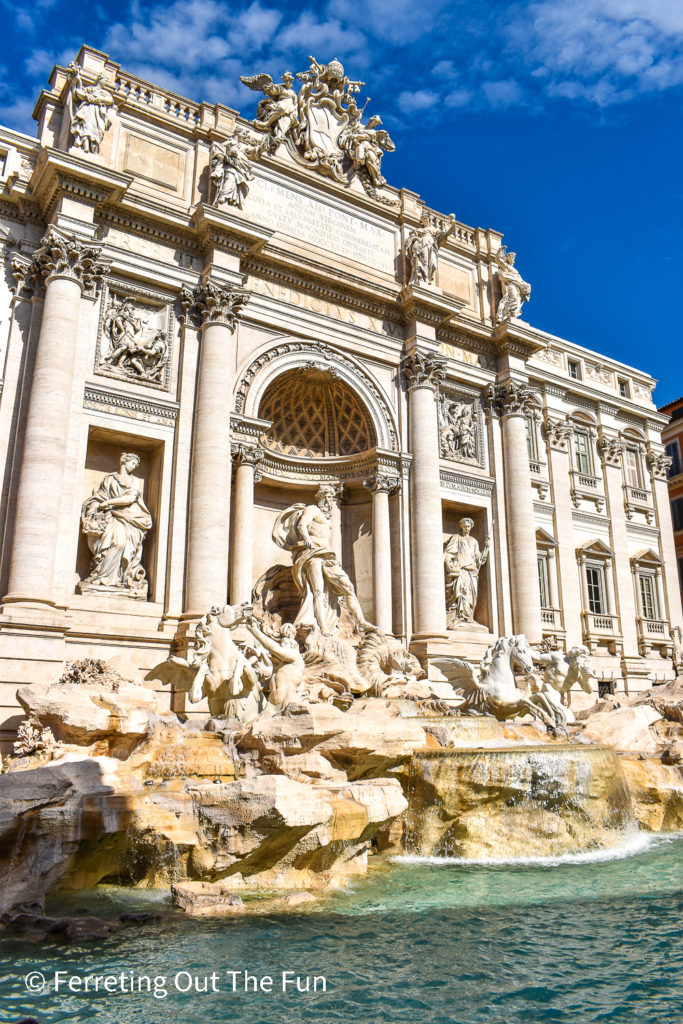 The legendary Trevi Fountain in Rome, Italy. Toss in a coin to ensure your return visit!