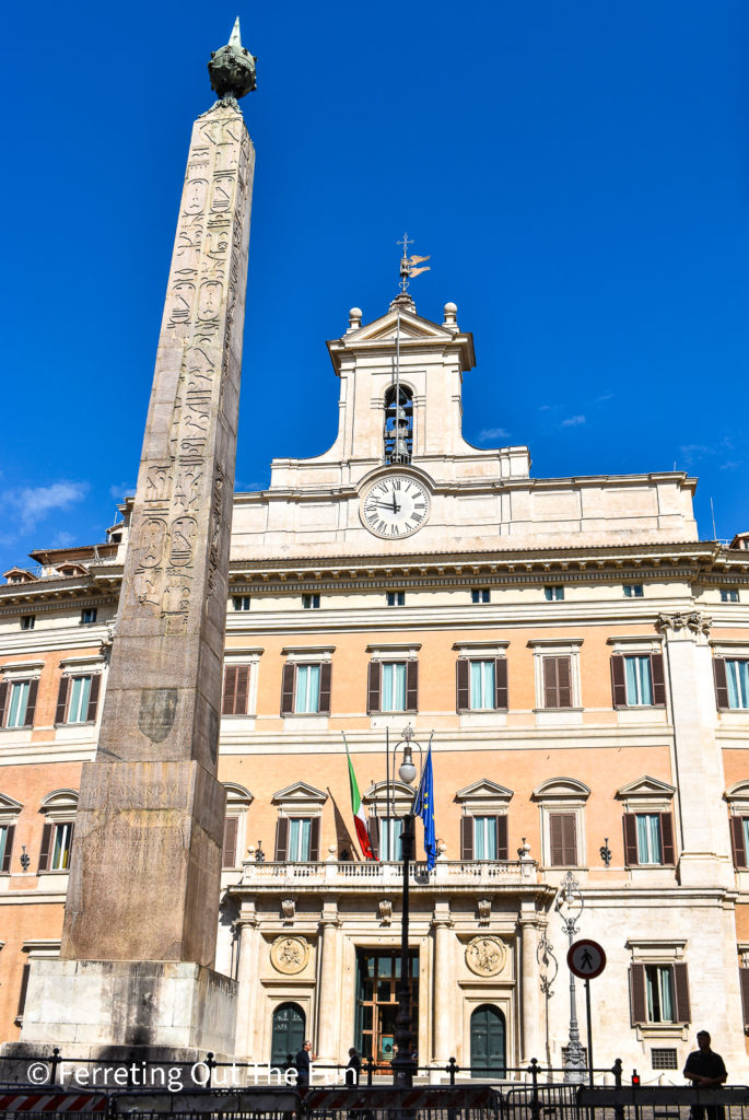 Egyptian Obelisk in Rome, standing outside the Italian Parliament House