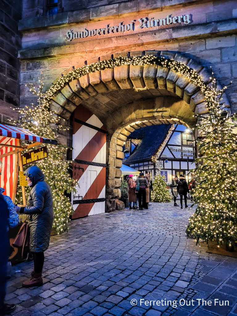 Entrance to Handwerkerhof Nuremberg, a medieval courtyard for craftsmen and artisans