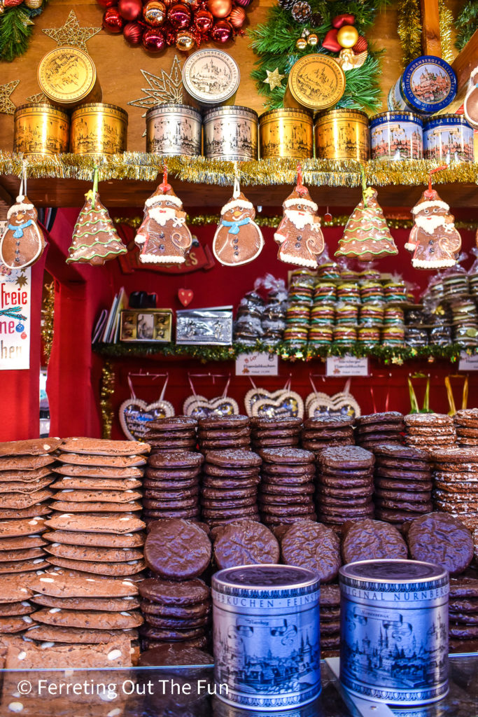 A beautiful display of Nuremberg lebkuchen, or gingerbread. These flavorful cookies are a special treat of the Nuremberg Christmas Market