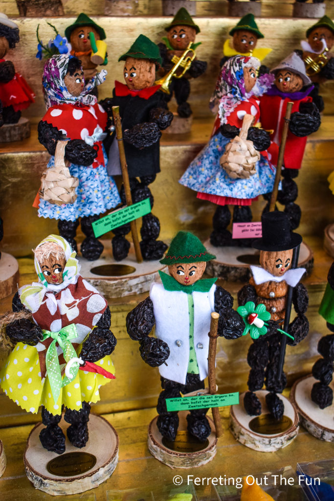 The famous Prune People of the Nuremberg Christmas Market. These cute figurines are made of nuts and dried fruit.