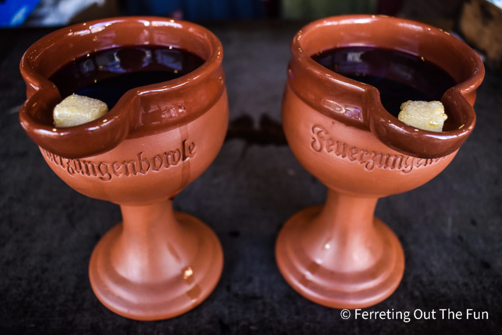 feuerzangenbowle, a spiked hot wine at the munich christmas market
