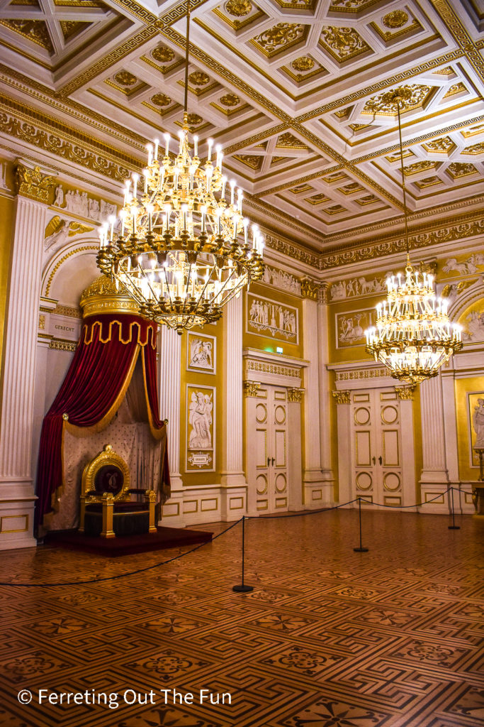 The golden throne of the King of Bavaria inside the Munich Residenz Palace Museum