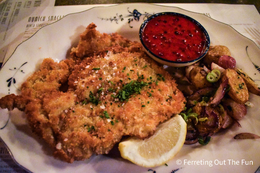 pork schnitzel with potato salad