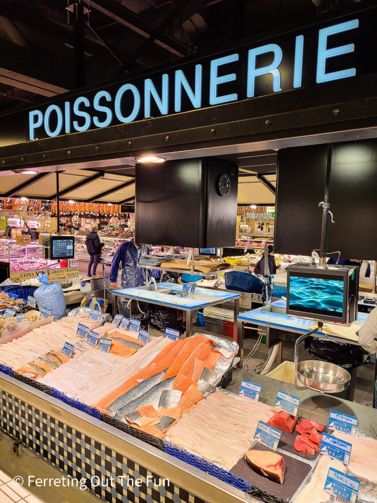 A fish seller in Victor Hugo Market, Toulouse