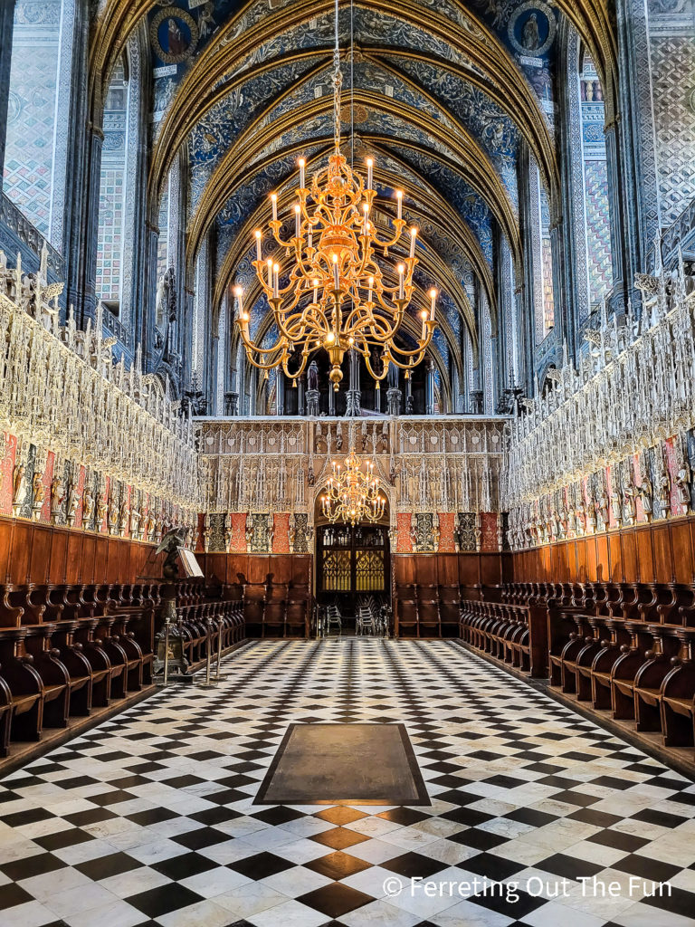 Ornate choir and rood screen inside Albi Cathedral, France