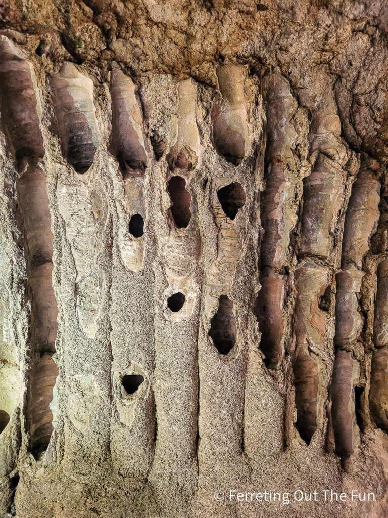 Hollow tubes for conveying heated air in ancient Roman baths. These are found in the ruins of Dougga Tunisia.