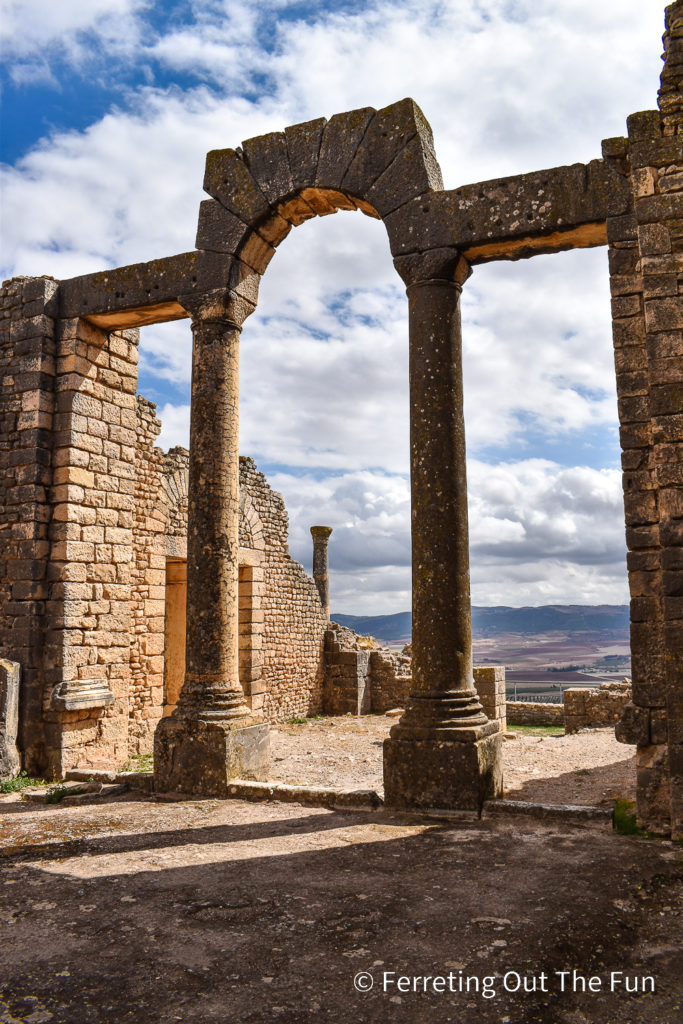 Dramatic entrance to an ancient Roman bath complex in Dougga Tunisa