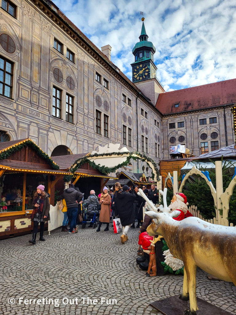 Residenz Christmas Village, a charming holiday market inside the courtyard of the former royal palace in Munich Germany