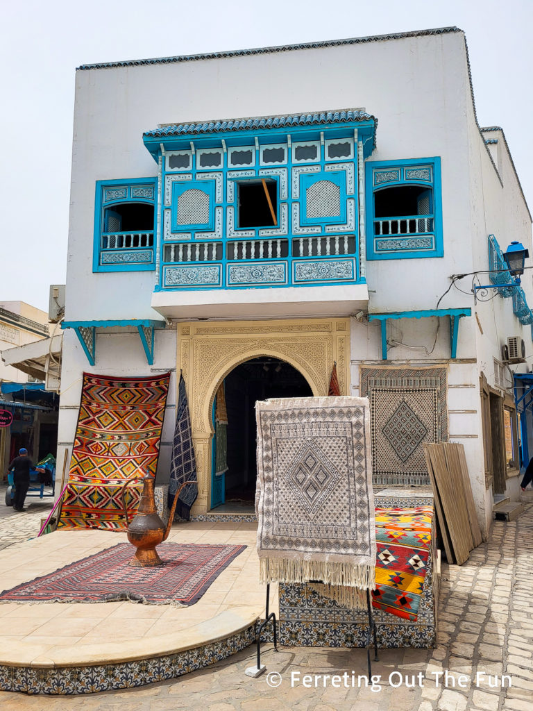 A carpet shop in the medina of Kairouan, Tunisia