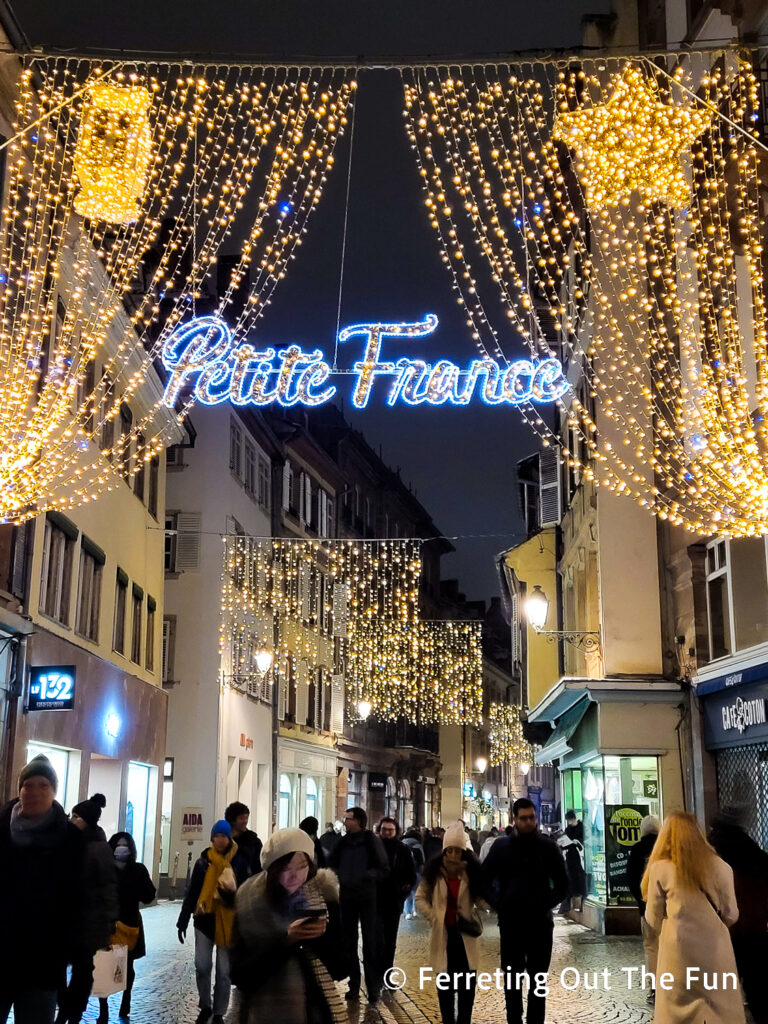 The Petite-France neighborhood is bustling at Christmastime