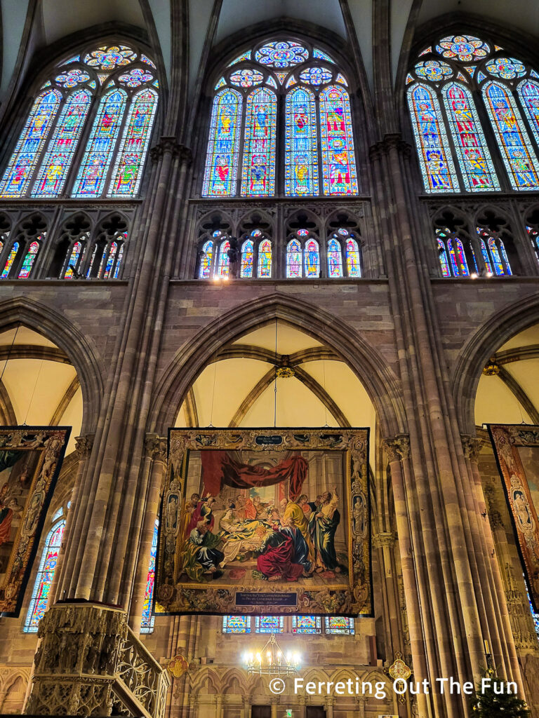 During Advent, a collection of 17th century tapestries depicting the life of the Virgin Mary is displayed in Strasbourg Cathedral, France