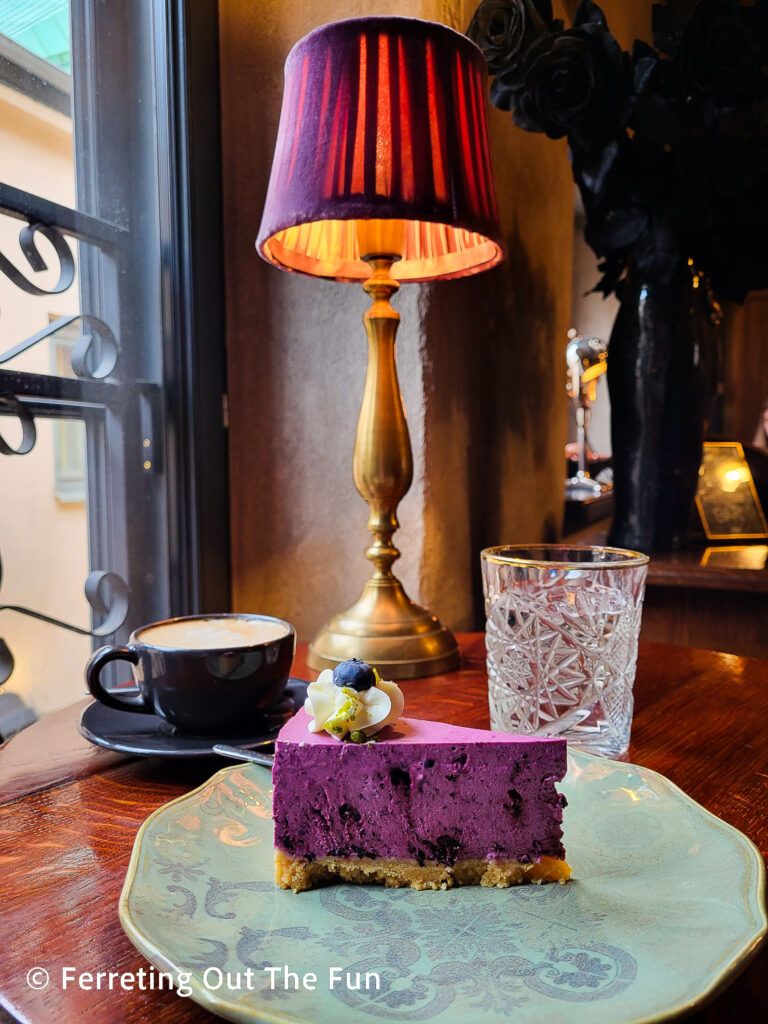 Blueberry cheesecake at Parunasim cafe, Riga