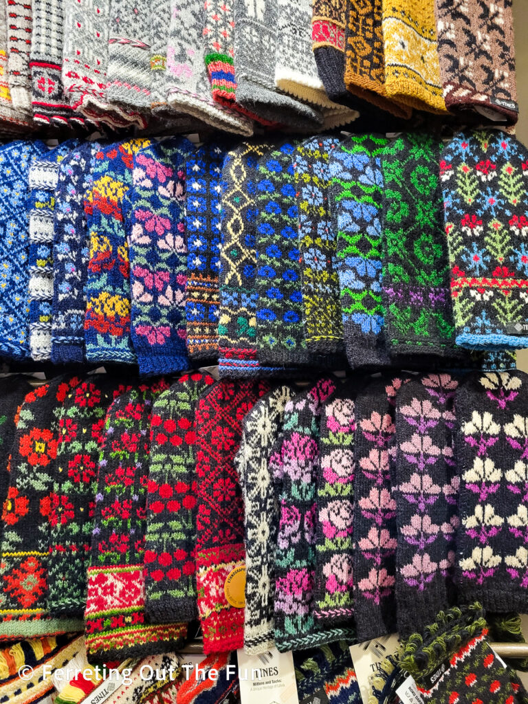 Colorful Latvian mittens for sale in Riga
