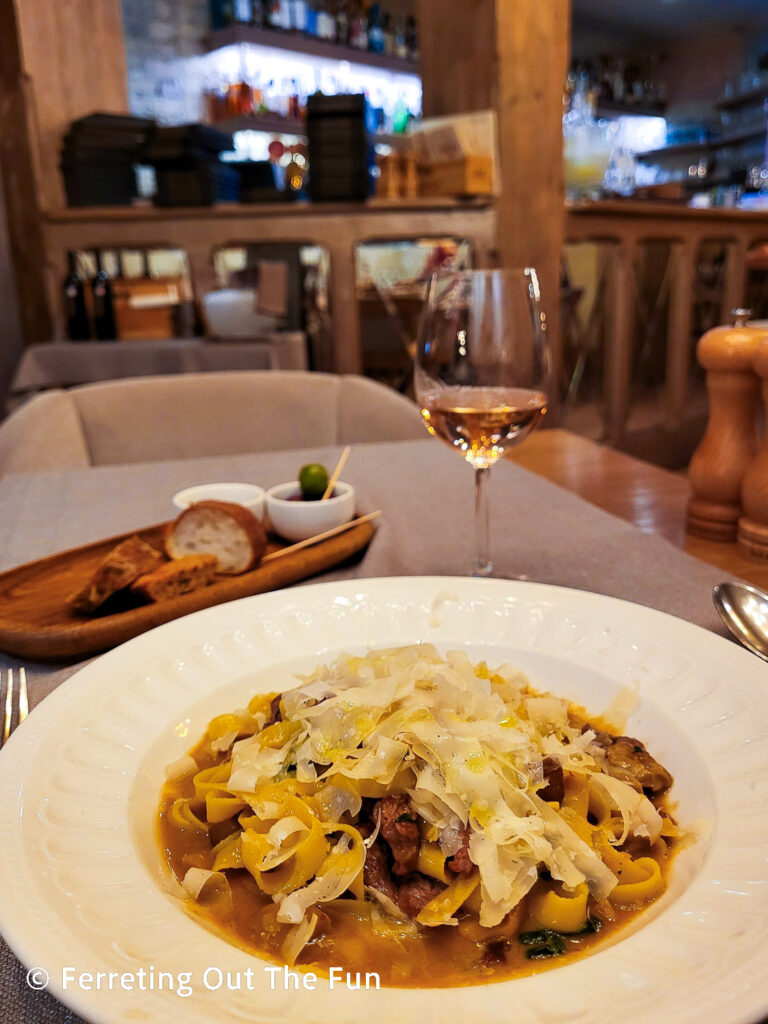 Delicious fresh pasta at Italissimo restaurant in Riga, Latvia