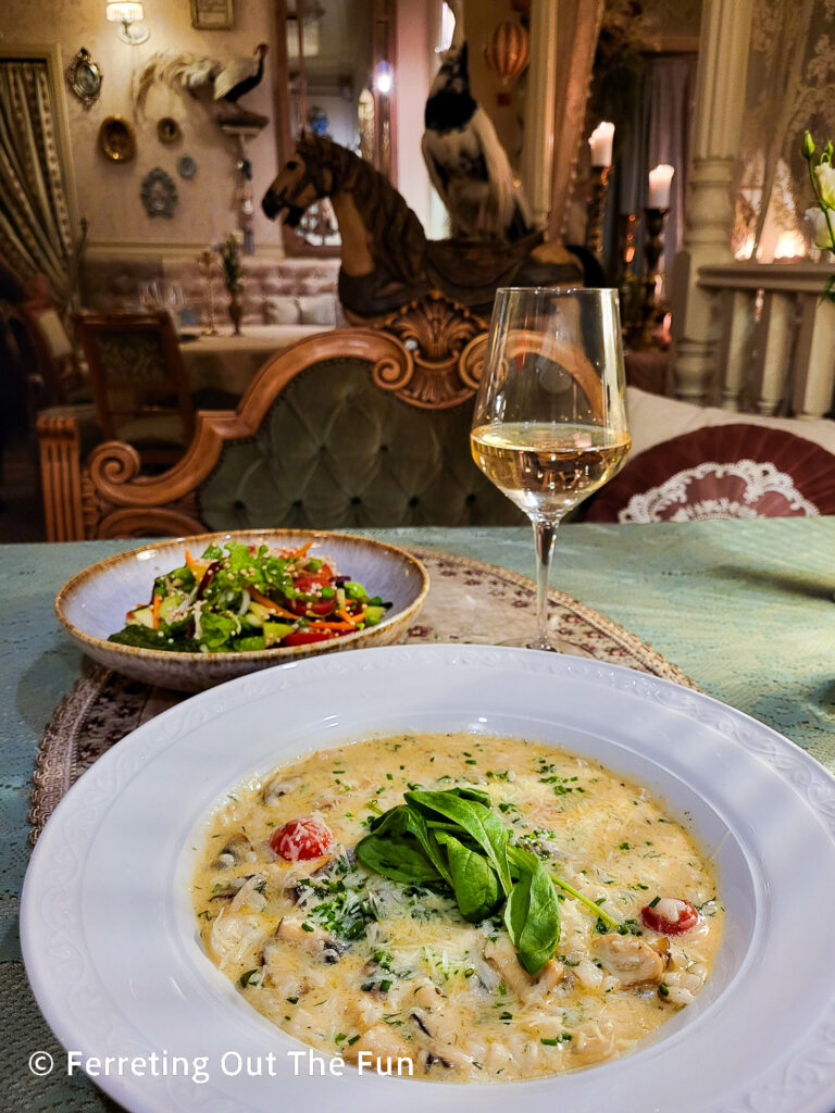 Mushroom risotto at Mio restaurant in Riga, Latvia