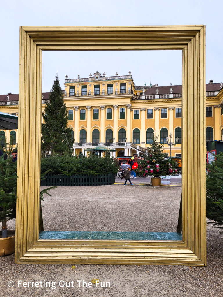 The picturesque Christmas market at Schonbrunn Palace in Vienna, Austria