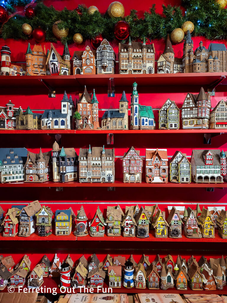 Ceramic houses for your miniature German Christmas village, at the Vienna Christmas Market