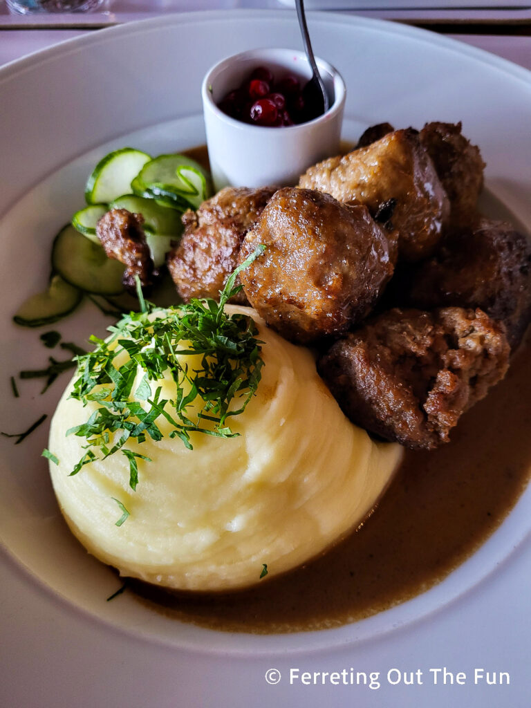 Swedish meatballs at the Vasa Museum Restaurant in Stockholm.