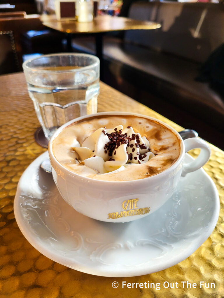 Viennese coffee at Cafe Schwarzenberg, Vienna